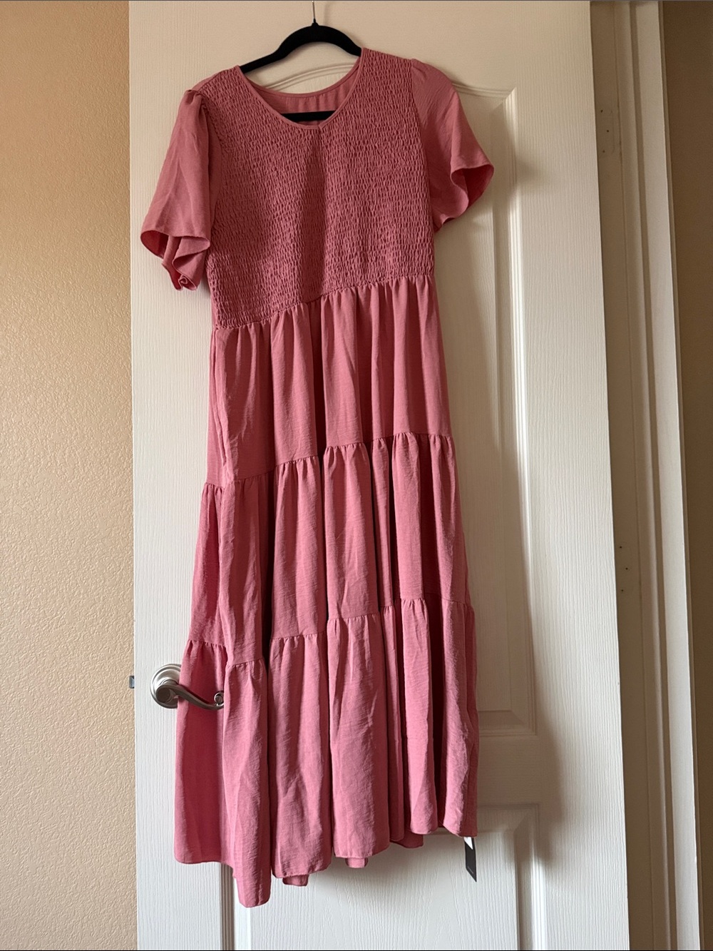 4. NWT XXL Pink Tiered Smocked Midi Dress